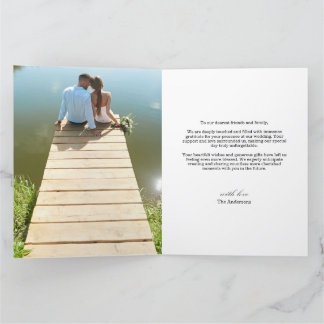 Minimalist & Modern Wedding Photo Thank You Card