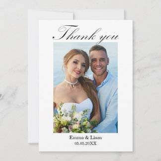 Minimalist & Modern Wedding Photo Thank You Card