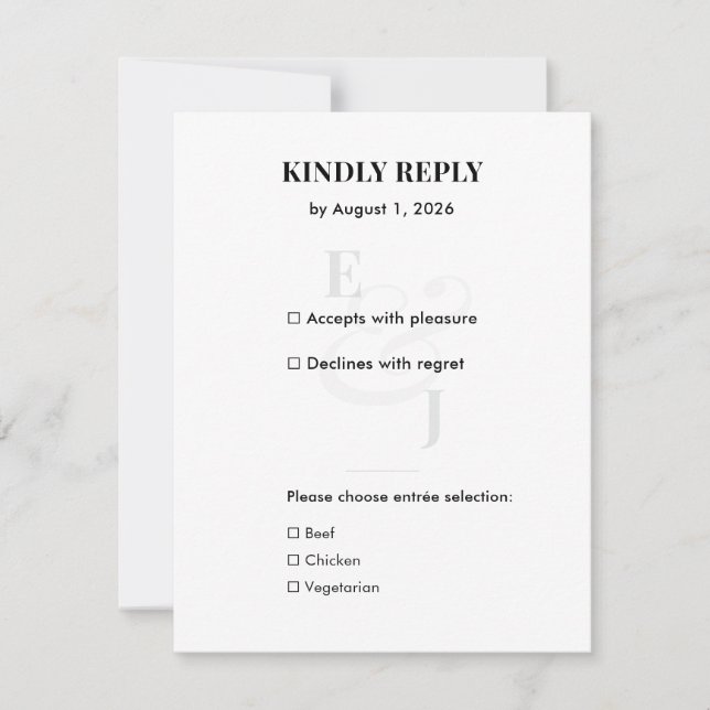 Minimalist Modern Wedding RSVP Card with QR Code (Front)