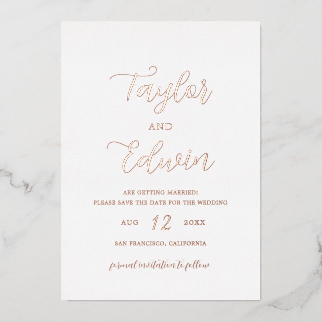 Minimalist Modern Wedding Save the Date (Front)