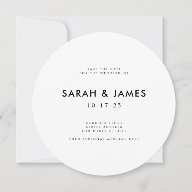 Minimalist Modern Wedding Save the Date Invitation (Front)