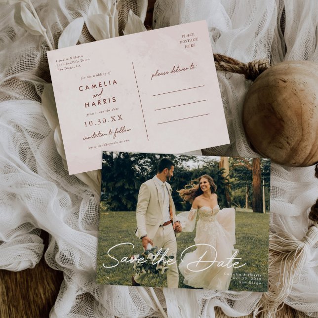 Minimalist Modern Wedding Save The Date Invitation Postcard (Creator Uploaded)