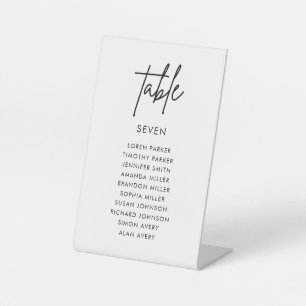 Minimalist Modern Wedding Seating Chart Table Pedestal Sign