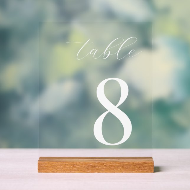 Minimalist Modern Wedding Table Number Acrylic Sign (Neutral)
