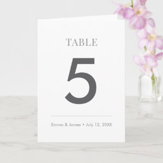Minimalist Modern Wedding Table Number Card Folded