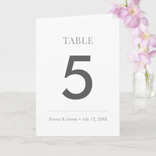 Minimalist Modern Wedding Table Number Card Folded (Orchid)