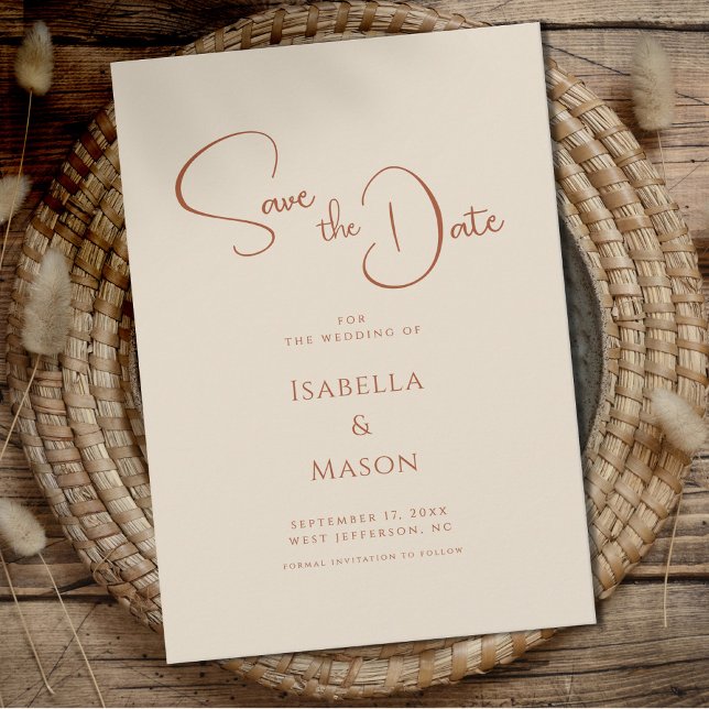Minimalist Modern Wedding Terracotta  Save The Date (Minimalist Modern Wedding Terracotta Save The Date)
