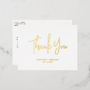 Minimalist Modern Wedding Thank You Foil Invitation Postcard