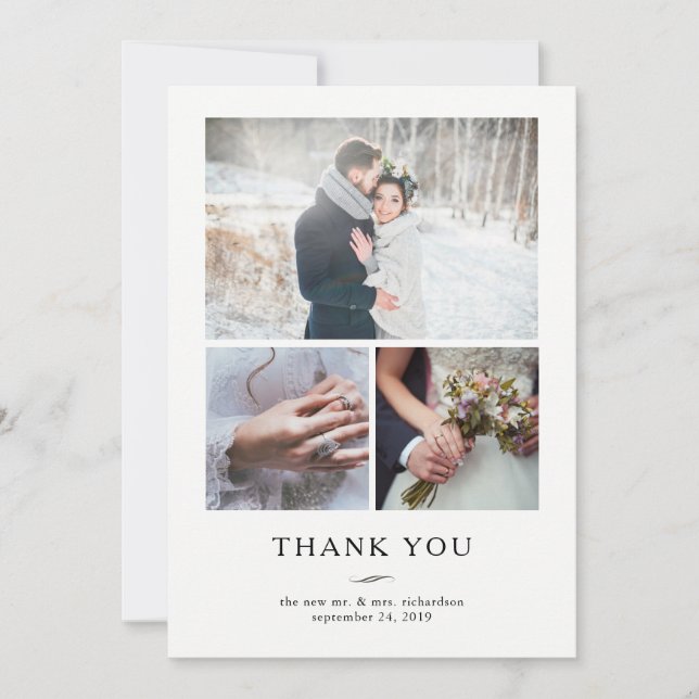 Minimalist Modern Wedding Thank You | Three Photos (Front)