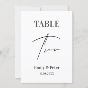 Minimalist Modern  WEDDING Two Table Number Card