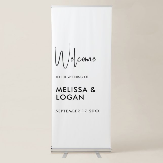 Minimalist Modern Wedding Welcome Retractable Banner (Front)