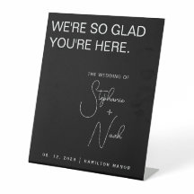 Minimalist Modern Wedding Welcome Sign Black