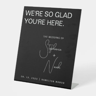 Minimalist Modern Wedding Welcome Sign Black