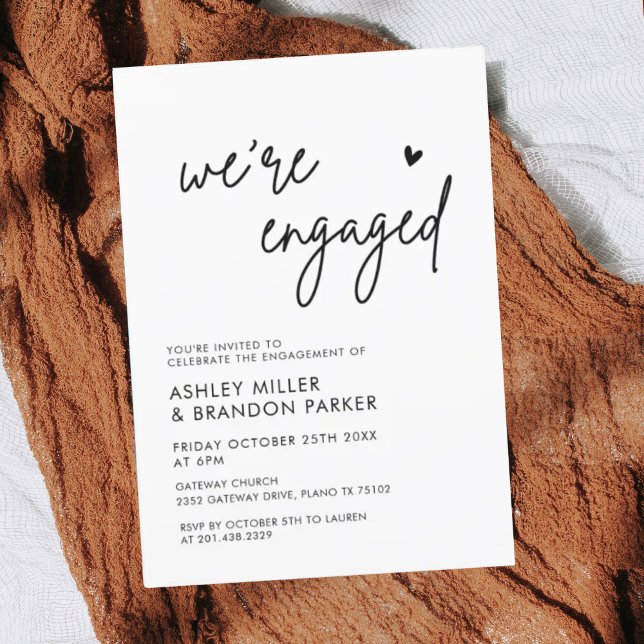 Minimalist Modern We're Engaged Engagement Party Invitation (Creator Uploaded)