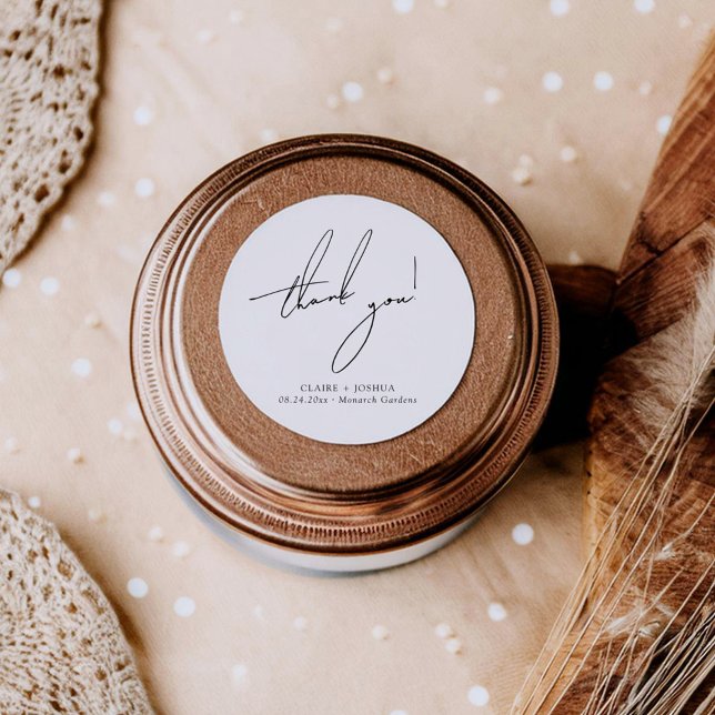 Minimalist Modern & Whimsical Script Classic Round Sticker (Creator Uploaded)