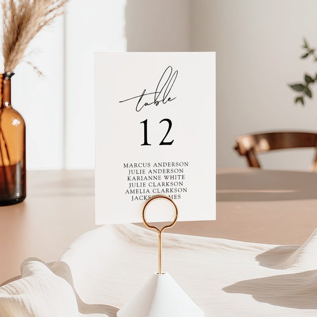 Minimalist Modern & Whimsical Script Table Number (Creator Uploaded)