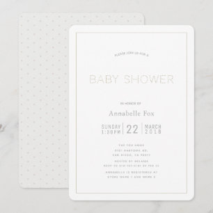 Minimalist Modern White Baby Shower Invitation
