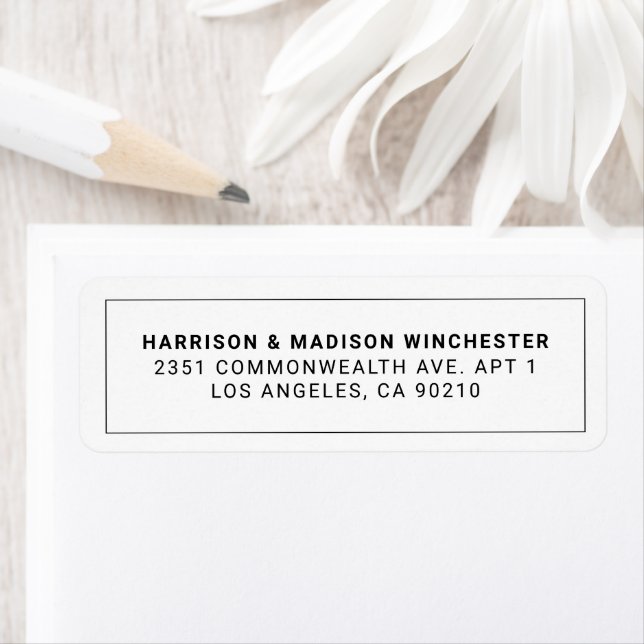 Minimalist modern white black frame return address (Insitu)