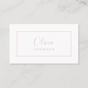 Minimalist Modern White Blush Pink Business Card