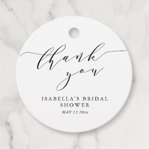 Minimalist Modern White Bridal Shower Thank You Favour Tags