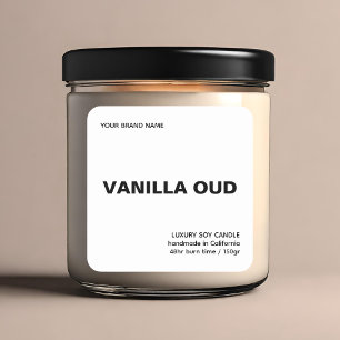 Minimalist modern white luxury candle  square sticker