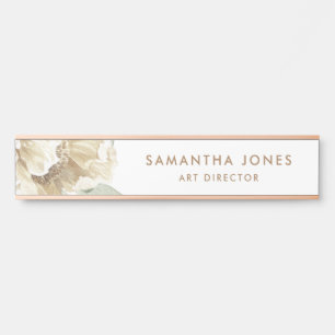 Minimalist Modern White Peonie Floral Watercolor Door Sign