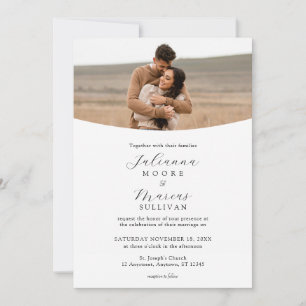 Minimalist Modern White Photo Wedding Invitation