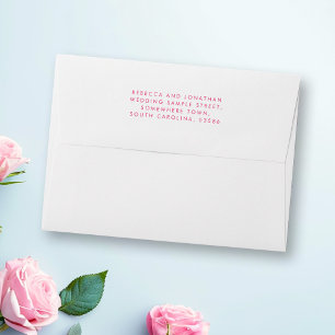 Minimalist Modern White Pink Wedding Envelope