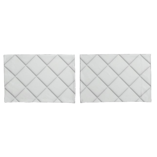 Minimalist Modern White Quilted Geometric Pattern Pillowcase (Front-Set)