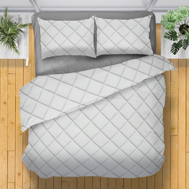 Minimalist Modern White Quilted Geometric Pattern Pillowcase (Minimalist Modern White Quilted Geometric Pattern Pillow Case)