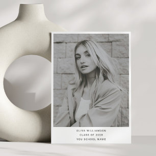 Minimalist Modern White Simple Photo Graduation Announcement