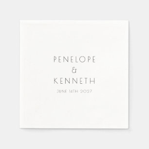 Minimalist Modern White Simple Wedding Custom Napkin