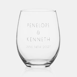 Minimalist Modern White Simple Wedding Custom Stemless Wine Glass