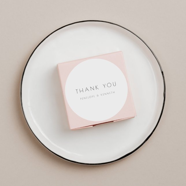 Minimalist Modern White Simple Wedding Thank You Classic Round Sticker (Creator Uploaded)