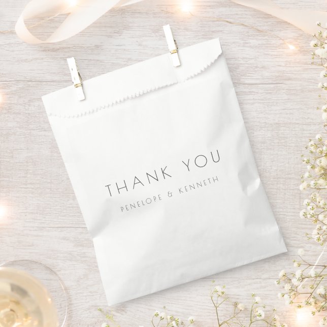 Minimalist Modern White Simple Wedding Thank You Favour Bags (Clipped)