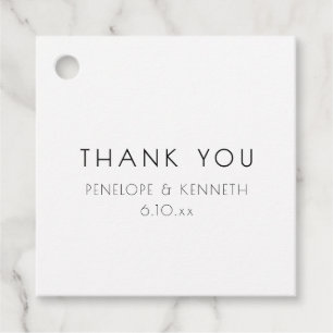 Minimalist Modern White Simple Wedding Thank You Favour Tags