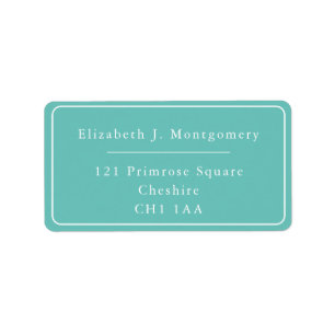 Minimalist Modern White Teal Return Address Label
