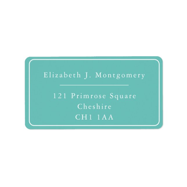 Minimalist Modern White Teal Return Address Label (Front)