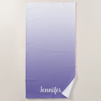 Minimalist Modern White to Periwinkle Ombre Beach Towel