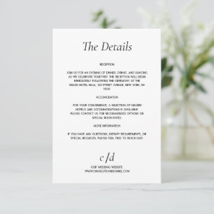 Minimalist modern white wedding details enclosure card