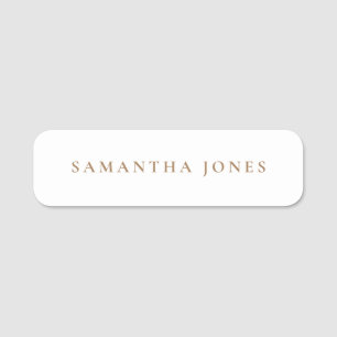 Minimalist Modern White Wedding Name Tag