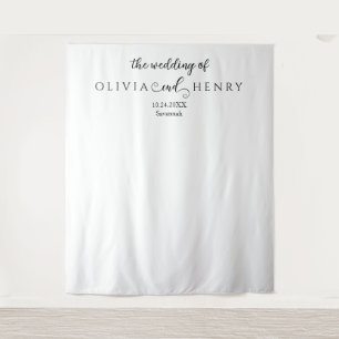 Minimalist Modern   White Wedding Photo Backdrop Tapestry