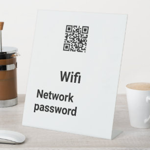Minimalist Modern White Wi-Fi QR Code Pedestal Sig Sign