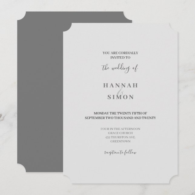 Minimalist Modern Winter Wedding Invitation (Front/Back)