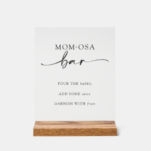 Minimalist Momosa Bar Cocktail Menu Baby Shower Acrylic Sign