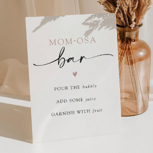 Minimalist Momosa Bar Cocktail Menu Baby Shower Pedestal Sign
