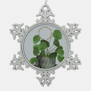 Minimalist Money Plant - Snowflake Pewter Christmas Ornament