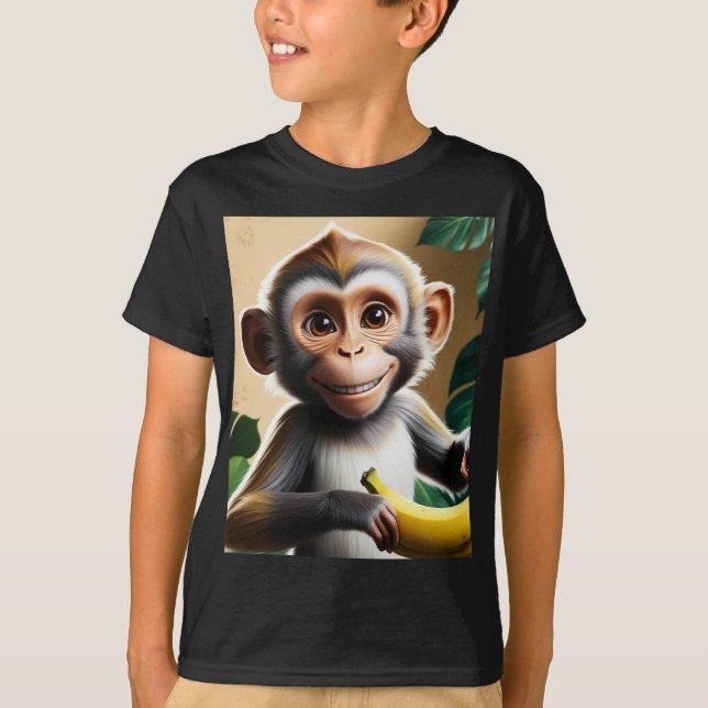 "Minimalist Monkey Silhouette Block Colour T-Shirt (Front)