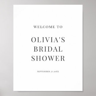 Minimalist Monochrome Bridal Shower Welcome Poster