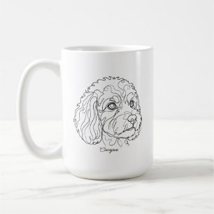 Minimalist Monochrome Cavapoo Cavoodle Line Art Coffee Mug